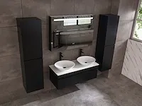 Badkamermeubel 2-persoons 120cm met spiegelkast en (hangkast) mat zwart - afbeelding 20 van  26