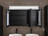 Badkamermeubel 2-persoons 120cm met spiegelkast en (hangkast) mat zwart - afbeelding 24 van  26