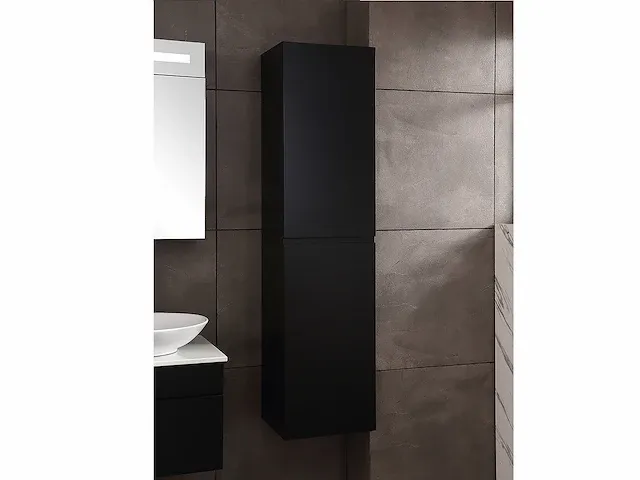 Badkamermeubel 2-persoons 120cm met spiegelkast en (hangkast) mat zwart - afbeelding 26 van  26