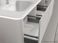 Badkamermeubel 2 persoons 140 cm - taupe - 2 zijkasten, 2 ovale spiegels - afbeelding 4 van  5