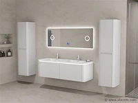 Badkamermeubel 2 persoons 140 cm - wit - 2 zijkasten, 1 led spiegel - afbeelding 1 van  5