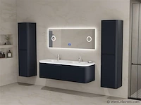 Badkamermeubel 2 persoons 140 cm - zwart - 2 zijkasten, 1 led spiegel - afbeelding 1 van  5