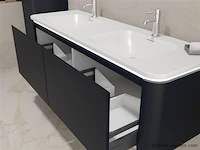 Badkamermeubel 2 persoons 140 cm - zwart - 2 zijkasten, 1 led spiegel - afbeelding 4 van  5