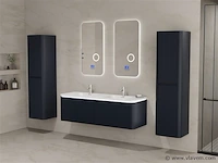 Badkamermeubel 2 persoons 140 cm - zwart - 2 zijkasten, 2 ovale spiegels - afbeelding 1 van  5