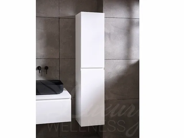Badkamermeubel 2-persoons 180cm (mat wit) met (hangkast) en led spiegel - afbeelding 6 van  18