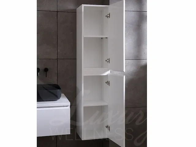 Badkamermeubel 2-persoons 180cm (mat wit) met (hangkast) en led spiegel - afbeelding 7 van  18