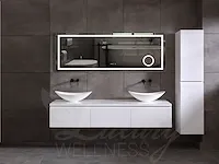 Badkamermeubel 2-persoons 180cm (mat wit) met (hangkast) en led spiegel - afbeelding 1 van  18
