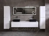 Badkamermeubel 2-persoons 180cm (mat wit) met (hangkast) en led spiegel - afbeelding 11 van  18