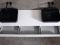 Badkamermeubel 2-persoons 180cm (mat wit) met (hangkast) en led spiegel - afbeelding 14 van  18