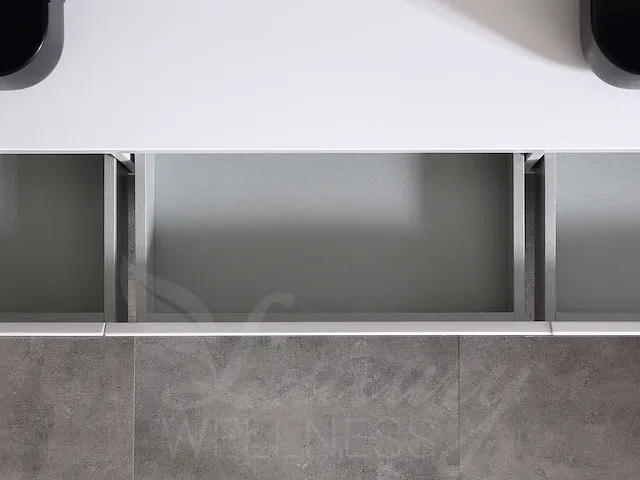 Badkamermeubel 2-persoons 180cm (mat wit) met (hangkast) en led spiegel - afbeelding 16 van  18