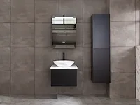 Badkamermeubel 60cm met spiegelkast en (hangkast) mat zwart - afbeelding 1 van  26