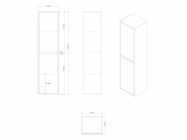 Badkamermeubel 60cm met spiegelkast en (hangkast) mat zwart - afbeelding 19 van  26