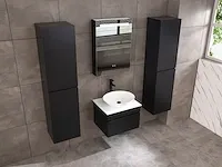 Badkamermeubel 60cm met spiegelkast en (hangkast) mat zwart - afbeelding 20 van  26