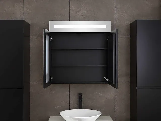 Badkamermeubel 80cm mat zwart - afbeelding 14 van  15