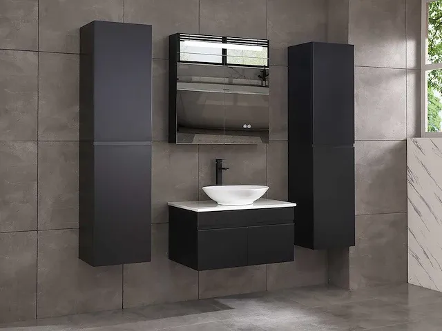 Badkamermeubel 80cm mat zwart - afbeelding 2 van  14