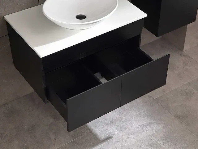 Badkamermeubel 80cm mat zwart - afbeelding 5 van  14