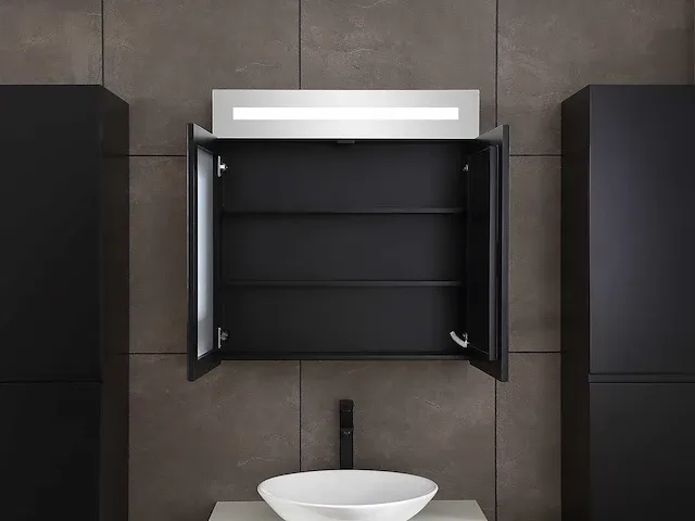 Badkamermeubel 80cm mat zwart - afbeelding 8 van  14