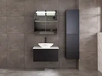 Badkamermeubel 80cm met spiegelkast en (hangkast) mat zwart - afbeelding 1 van  28