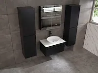 Badkamermeubel 80cm met spiegelkast en (hangkast) mat zwart - afbeelding 22 van  28