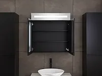 Badkamermeubel 80cm met spiegelkast en (hangkast) mat zwart - afbeelding 27 van  28