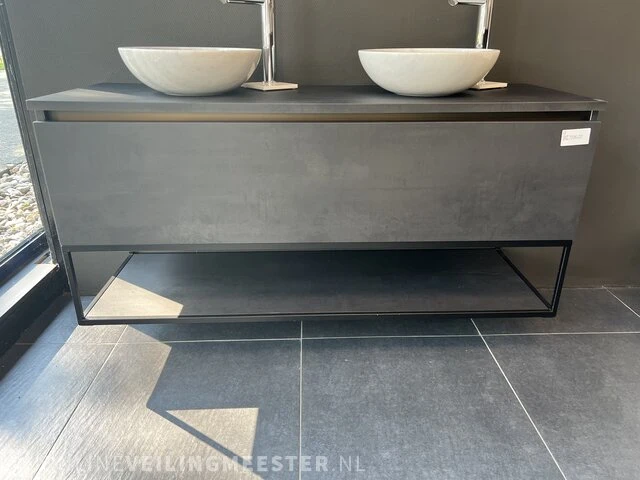 Badkamermeubel frame/ lade, matzwart/antraciet - afbeelding 1 van  4