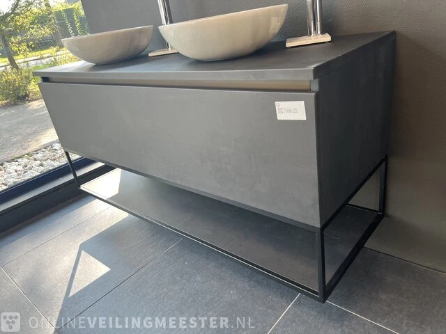 Badkamermeubel frame/ lade, matzwart/antraciet - afbeelding 3 van  4