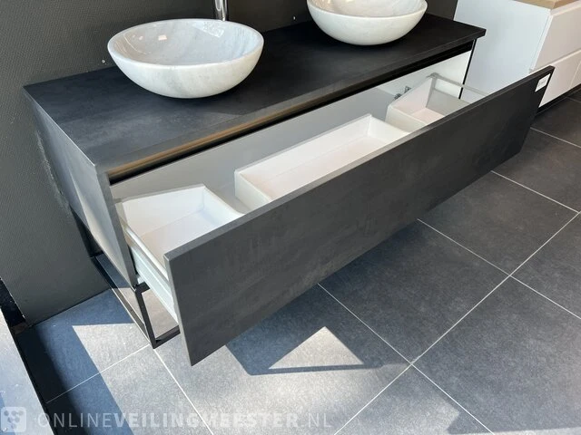 Badkamermeubel frame/ lade, matzwart/antraciet - afbeelding 4 van  4