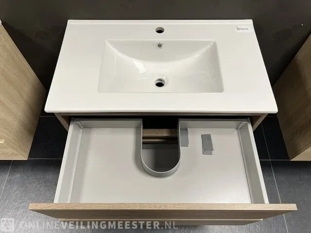 Badkamermeubel incl wastafel detremmerie, donker eiken - afbeelding 7 van  8