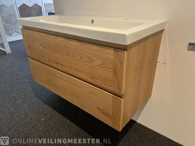 Badkamermeubel massief eiken, eiken - afbeelding 3 van  8