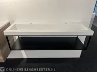 Badkamermeubel met frame lavigo, mat zwart staal - afbeelding 1 van  7
