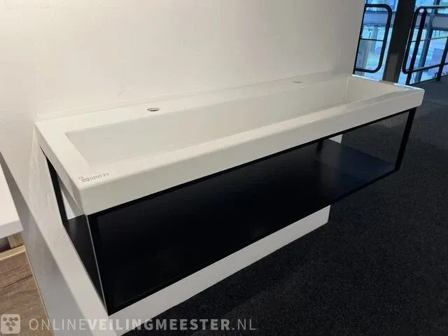 Badkamermeubel met frame lavigo, mat zwart staal - afbeelding 2 van  7