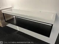 Badkamermeubel met frame lavigo, mat zwart staal - afbeelding 3 van  7