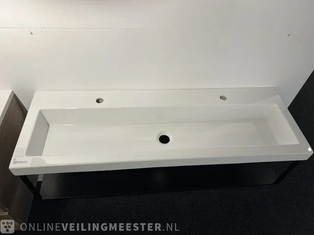 Badkamermeubel met frame lavigo, mat zwart staal - afbeelding 5 van  7