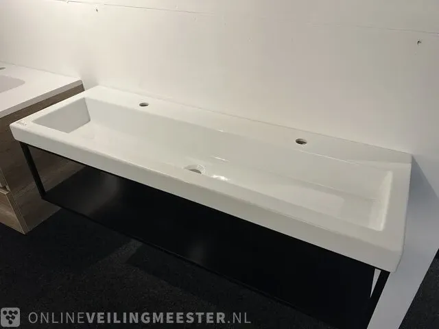Badkamermeubel met frame lavigo, mat zwart staal - afbeelding 7 van  7