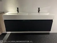 Badkamermeubel met kranen en verlichting hr, matrix line, zwart houtlook - afbeelding 1 van  8
