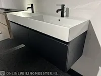 Badkamermeubel met kranen en verlichting hr, matrix line, zwart houtlook - afbeelding 3 van  8