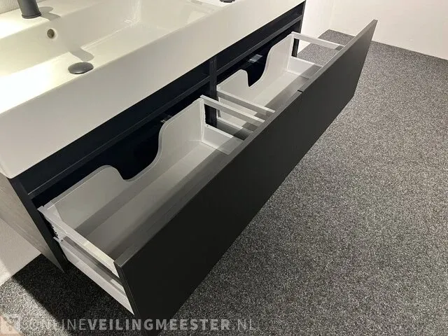Badkamermeubel met kranen en verlichting hr, matrix line, zwart houtlook - afbeelding 4 van  8