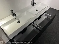 Badkamermeubel met kranen en verlichting hr, matrix line, zwart houtlook - afbeelding 5 van  8