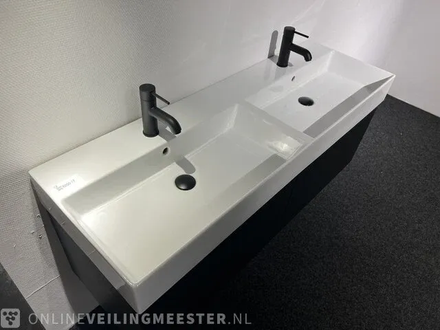 Badkamermeubel met kranen en verlichting hr, matrix line, zwart houtlook - afbeelding 7 van  8