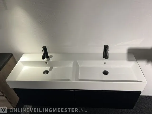 Badkamermeubel met kranen en verlichting hr, matrix line, zwart houtlook - afbeelding 8 van  8