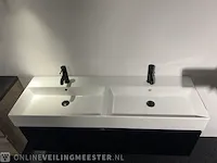 Badkamermeubel met kranen en verlichting hr, matrix line, zwart houtlook - afbeelding 8 van  8