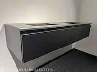 Badkamermeubel met quartz wastafel, houtlook zwart - afbeelding 2 van  9