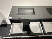 Badkamermeubel met quartz wastafel, houtlook zwart - afbeelding 5 van  9