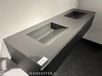 Badkamermeubel met quartz wastafel, houtlook zwart - afbeelding 7 van  9