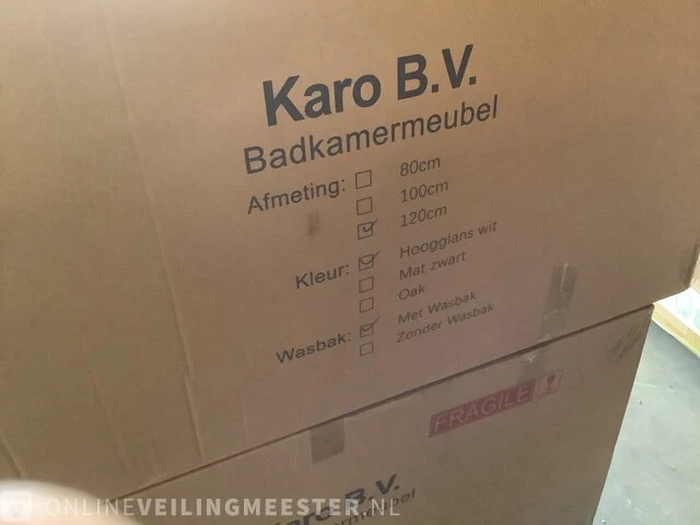 Badkamermeubel met wasbak met 2x led spiegel karo, 64.0022, hoogglans wit - afbeelding 3 van  3