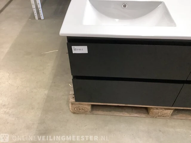 Badkamermeubel met wasbak met 2x led spiegel karo, 64.0025, matzwart, bouwjaar cm - afbeelding 2 van  6