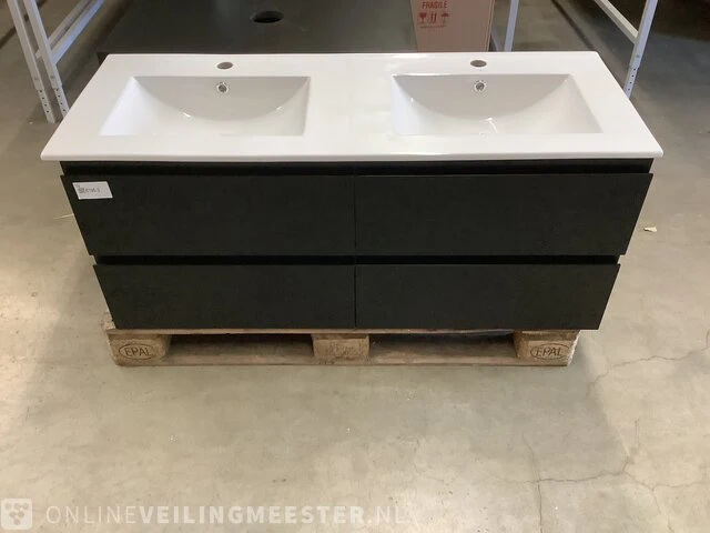 Badkamermeubel met wasbak met 2x led spiegel karo, 64.0025, matzwart, bouwjaar cm - afbeelding 3 van  6
