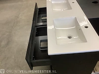 Badkamermeubel met wasbak met 2x led spiegel karo, 64.0025, matzwart, bouwjaar cm - afbeelding 4 van  6