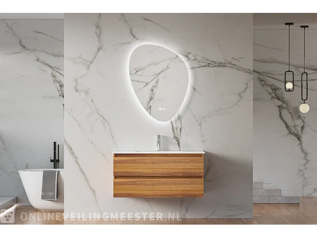 Badkamermeubel met wasbak met led spiegel karo, 64.0027, oak - afbeelding 1 van  4