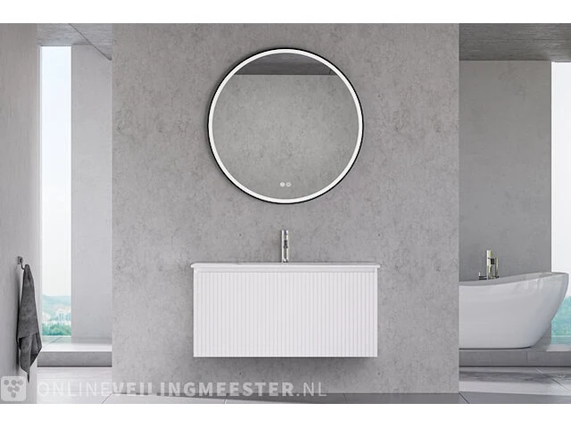 Badkamermeubel met wasbak met led spiegel karo, 64.0029, hoogglans wit - afbeelding 1 van  3